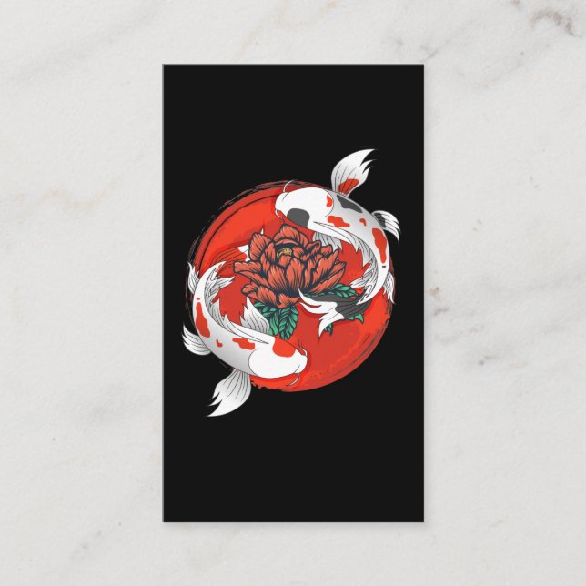 Koi Fish Vatten Lily Japansk Art Visitkort (Framsida)