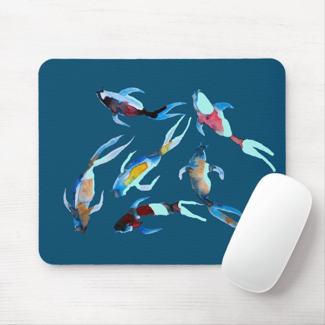 koi Fish vattencolor Japansk art Musmatta (Med mus)