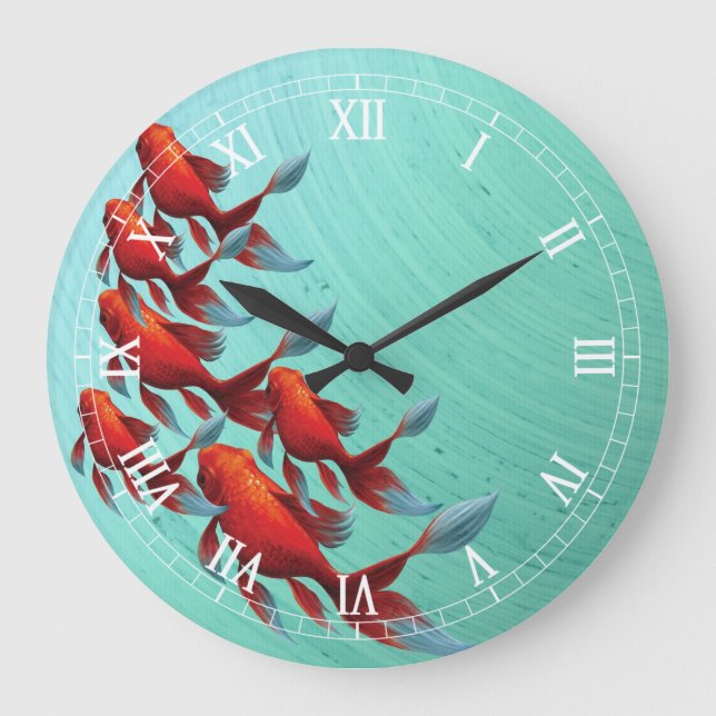 Koi Fish Wall Clock Stor Klocka (Framsida)