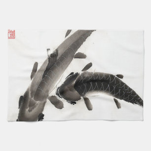 Koi Fish Watercolor Kökshandduk