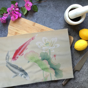 Koi Fish with Lotus Kökshandduk