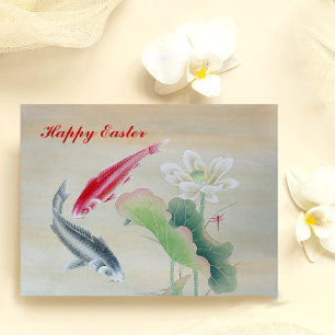 Koi Fish with Lotus Vykort
