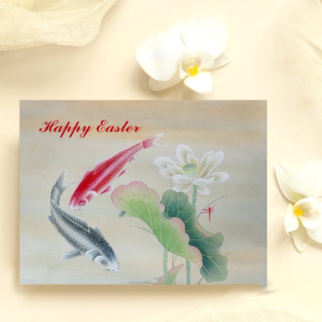 Koi Fish with Lotus Vykort (Skapare uppladdad)