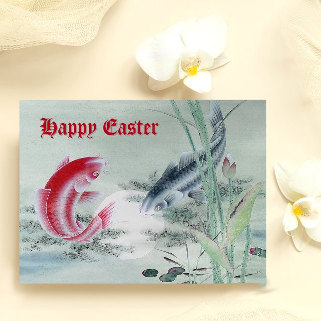 Koi Fish with Lotus Vykort (Skapare uppladdad)