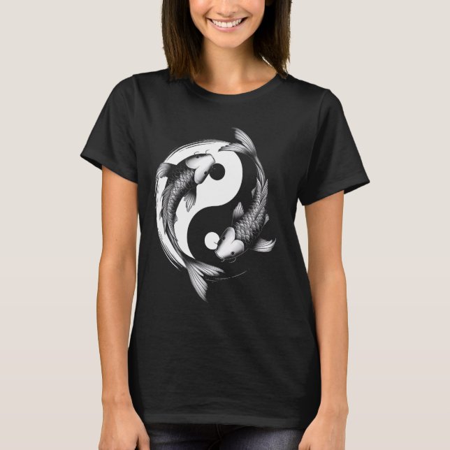 Koi Fish Yang Symbol Design Graphic Tees T Shirt (Framsida)