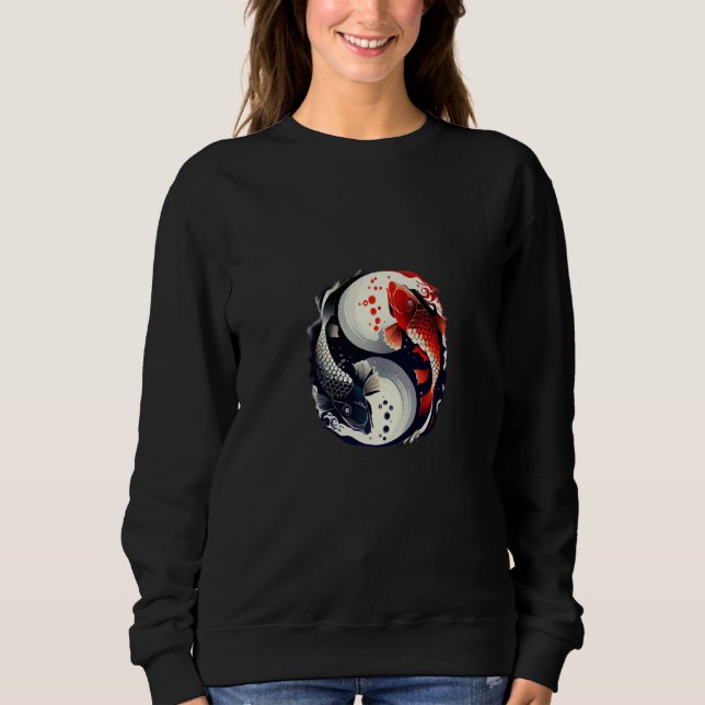 Koi fish yin and yang japanese life balance t shirt (Framsida)