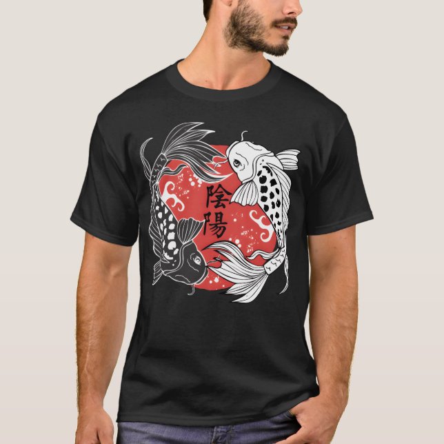 Koi Fish Yin och Yang Koi Fish Älskarpresent flick T Shirt (Framsida)