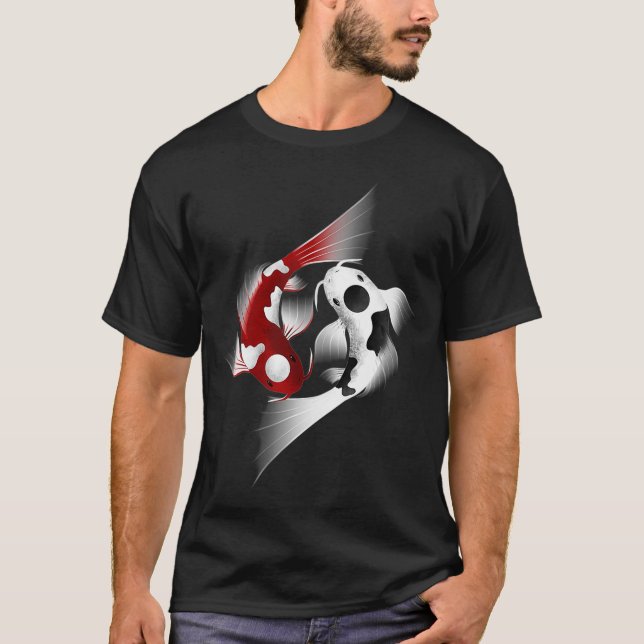 Koi Fish Yin Yang T Shirt (Framsida)