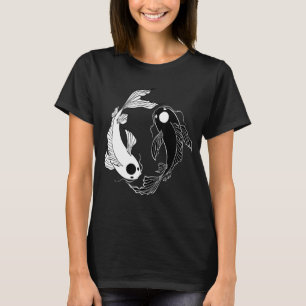 Koi Fish Ying Yang Black and White T Shirt