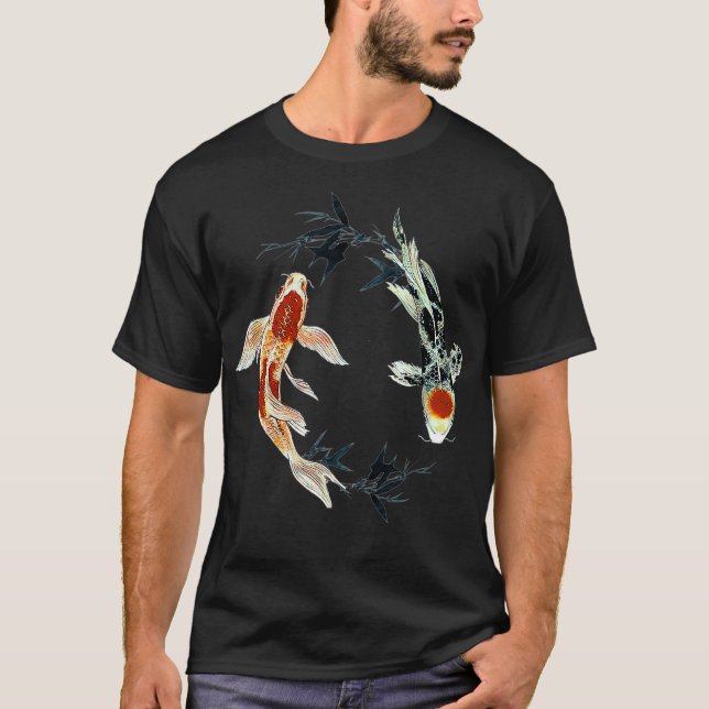 koi fish ying yang with bamboo LES T Shirt (Framsida)