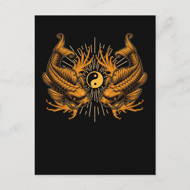 Koi Fishes Ying och Yang Japan Fish Vykort (Framsida)