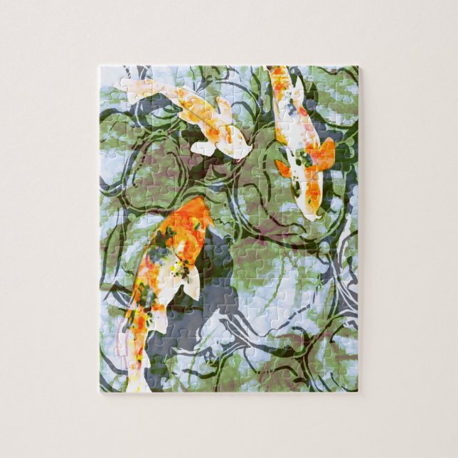 Koi fisk 8" x 10" pussel med Tin (Vertikal)