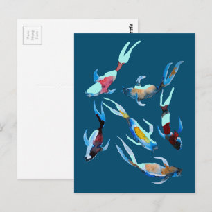 Koi Fisk akvarell Vykort