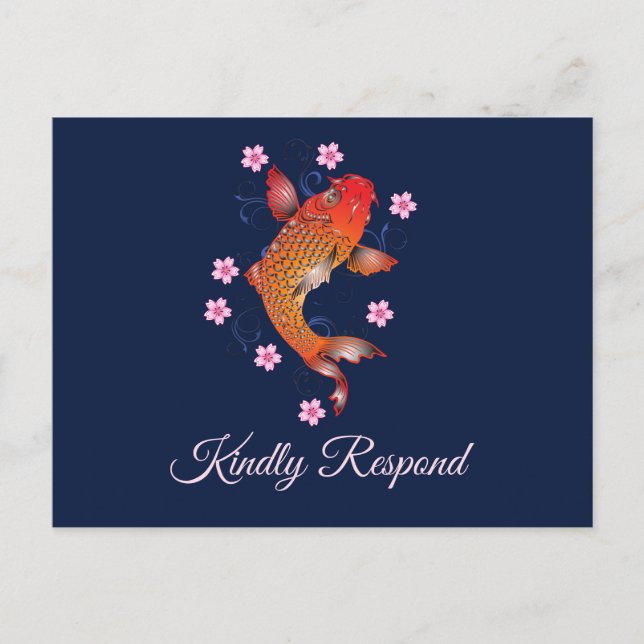 Koi Fisk Anpassad RSVP-kort Inbjudan Vykort (Framsida)