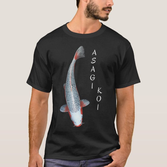 Koi Fisk Asagi Sort T Shirt (Framsida)