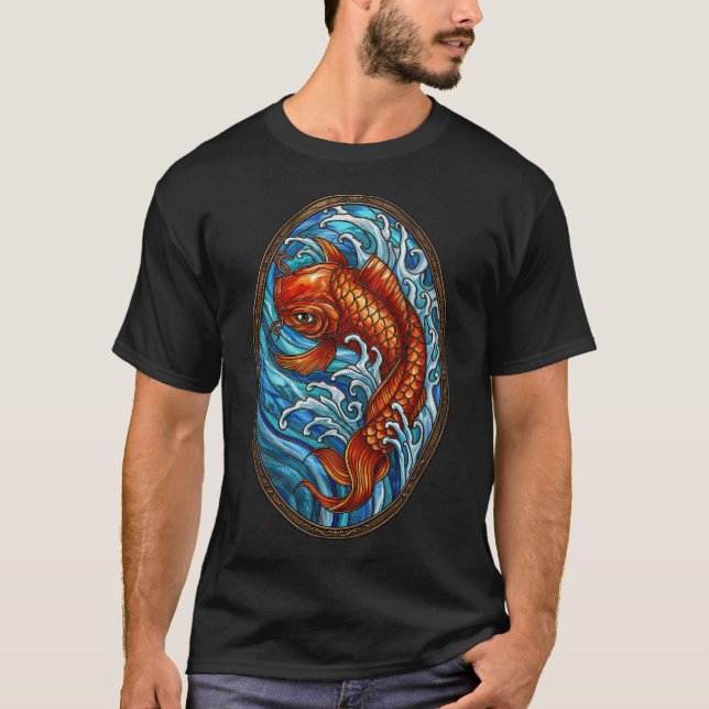 Koi-fisk Glasmosaik T Shirt (Framsida)
