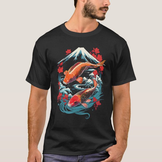 Koi-fisk i Zen-trädgård T Shirt (Framsida)