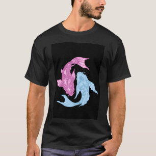 Koi Fisk Illustration Rosa Och Blå T Shirt