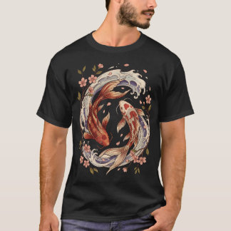 Koi Fisk Japansk Konst Estetik Sakura Körsbär T Shirt