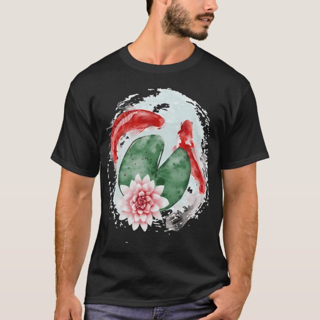 Koi Fisk Japansk Konst T Shirt (Framsida)