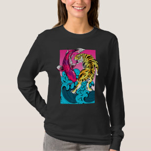 Koi Fisk Karpfisk Tiger Yin Yang Den Stora Vågen U T Shirt
