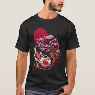 Koi Fisk Karpfisk Yin Yang Bonsai Träd Måne Asiati T Shirt
