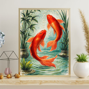 Koi fisk konst koi fisk illustration japansk poster