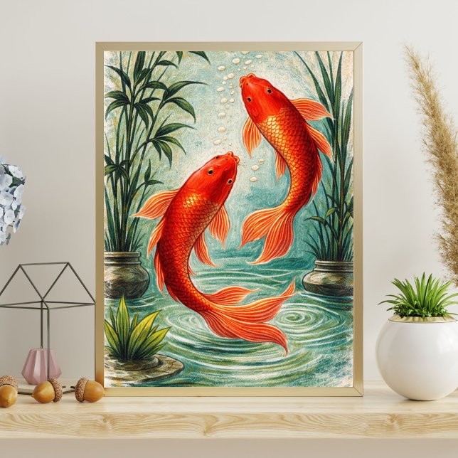 Koi fisk konst | koi fisk illustration | japansk poster (Skapare uppladdad)