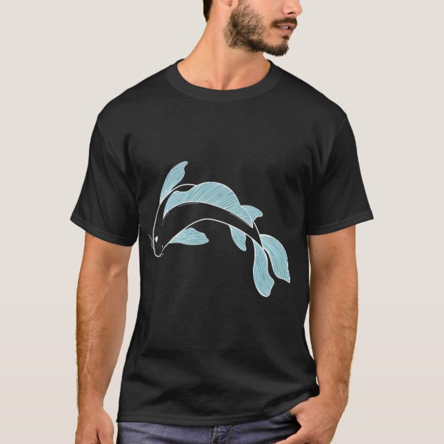 koi fisk - ljusblå t shirt (Framsida)