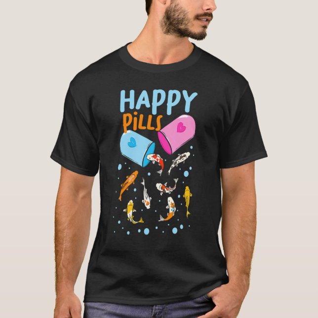 Koi Fisk Lyckliga Piller T Shirt (Framsida)