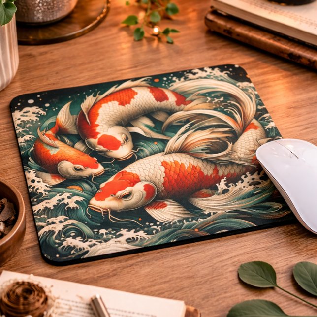 Koi Fisk Musmatta Japansk Konst Yin Yang (Skapare uppladdad)