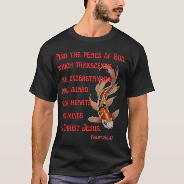 Koi-fisk och bibelvers t shirt (Framsida)
