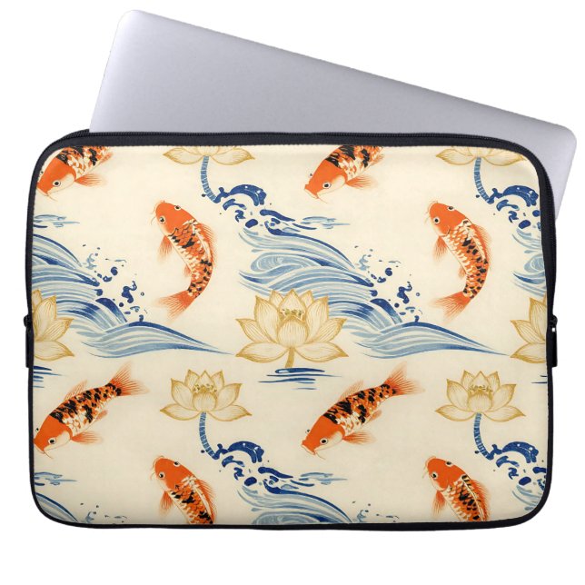 Koi-fisk och Lotus-sömlöst Mönster Laptop Fodral (Framsidan)