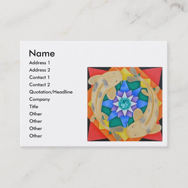 Koi fisk och lotusblommavisitkort visitkort (Framsida)