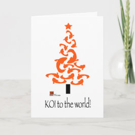 KOI (fisk) till vitt om Julgran Helgkort