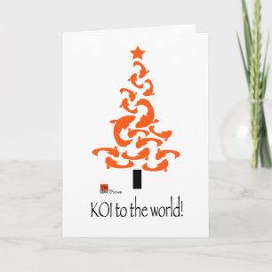KOI (fisk) till vitt om Julgran Helgkort