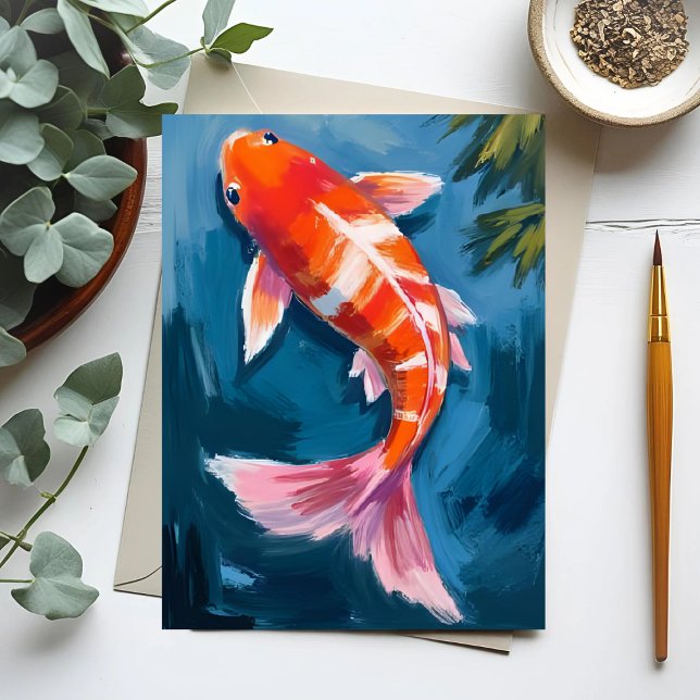 Koi Fisk Vacker Akvarell Vykort (Skapare uppladdad)