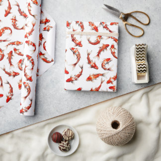 Koi-fisk vattenfärg mönster presentpapper