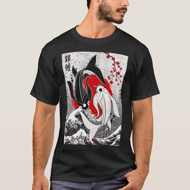 Koi fisk - Yin Yang T Shirt (Framsida)