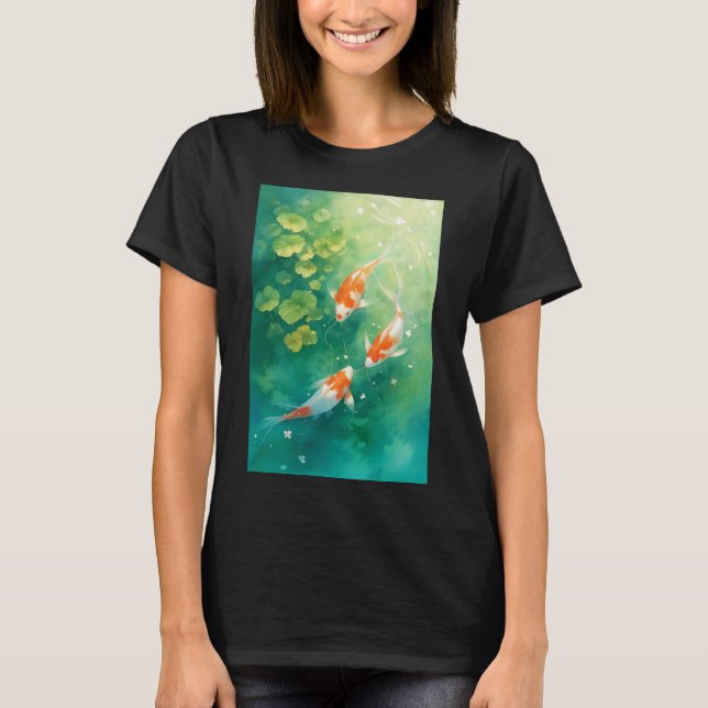 Koi Fiskar i Harmoni i Dam T Shirt (Framsida)