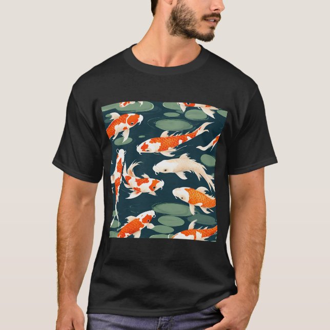 Koi-fiskar simmar, gyllene gula t shirt (Framsida)
