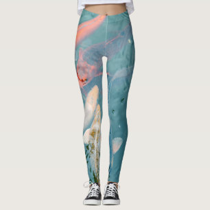 Koi-fiskar som simmar i dammen leggings