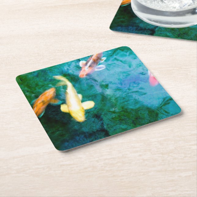 Koi-fiskar  underlägg papper kvadrat (Vinklad)