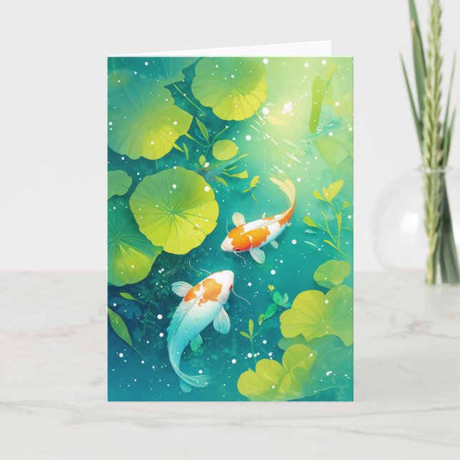 Koi-fiskarnas harmoni i lugna vatten kort (Framsida)