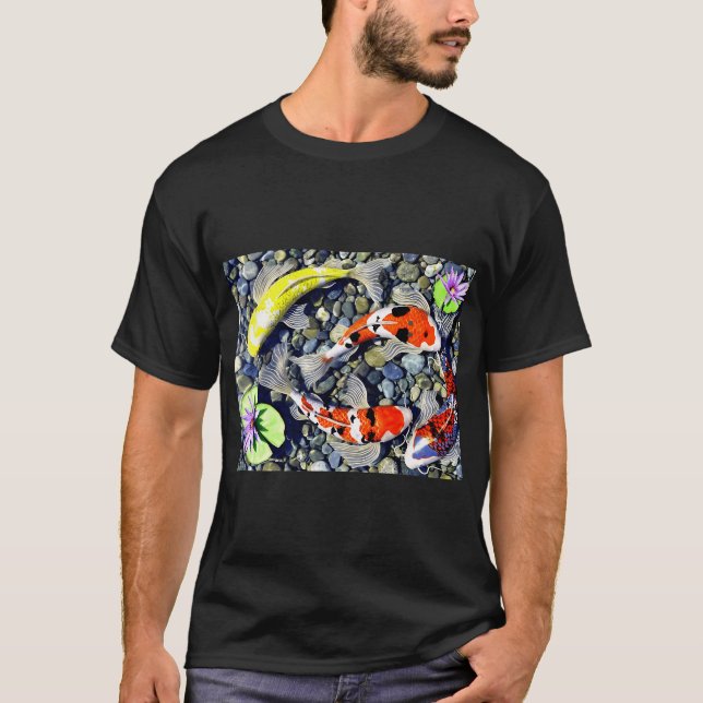 Koi fiskdamm t shirt (Framsida)