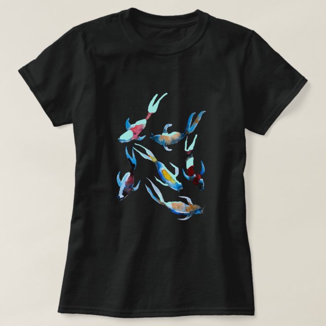 Koi Fiskens vattenfärg T Shirt (Design framsida)