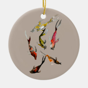 Koi-fiskvattenfärg Julgransprydnad Keramik