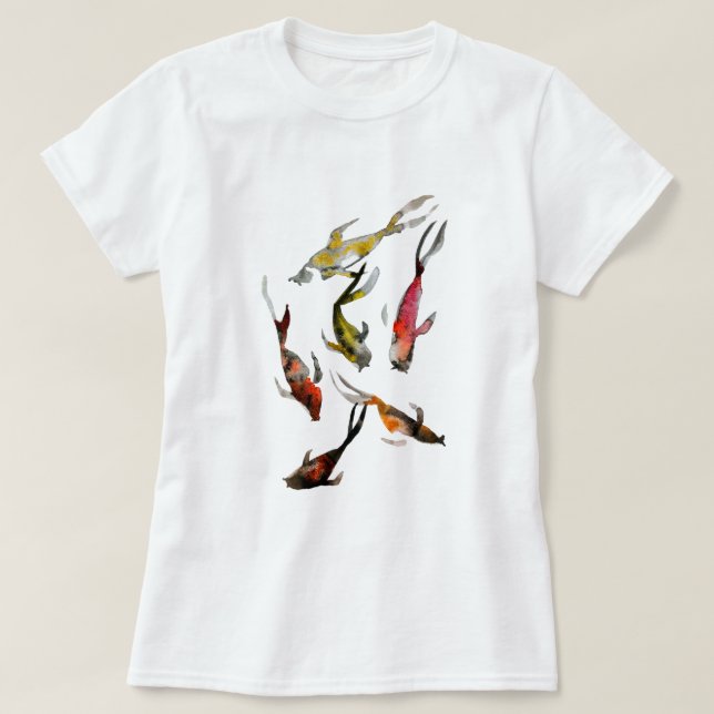 Koi-fiskvattenfärg T Shirt (Design framsida)