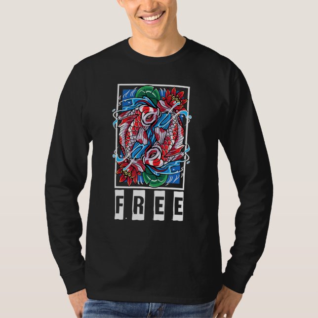 Koi - Free - Peace - Yoga - Fish Pond - Petshop - T Shirt (Framsida)