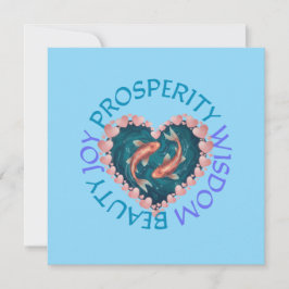 Koi god lycka rosa och turkos  inbjudningar